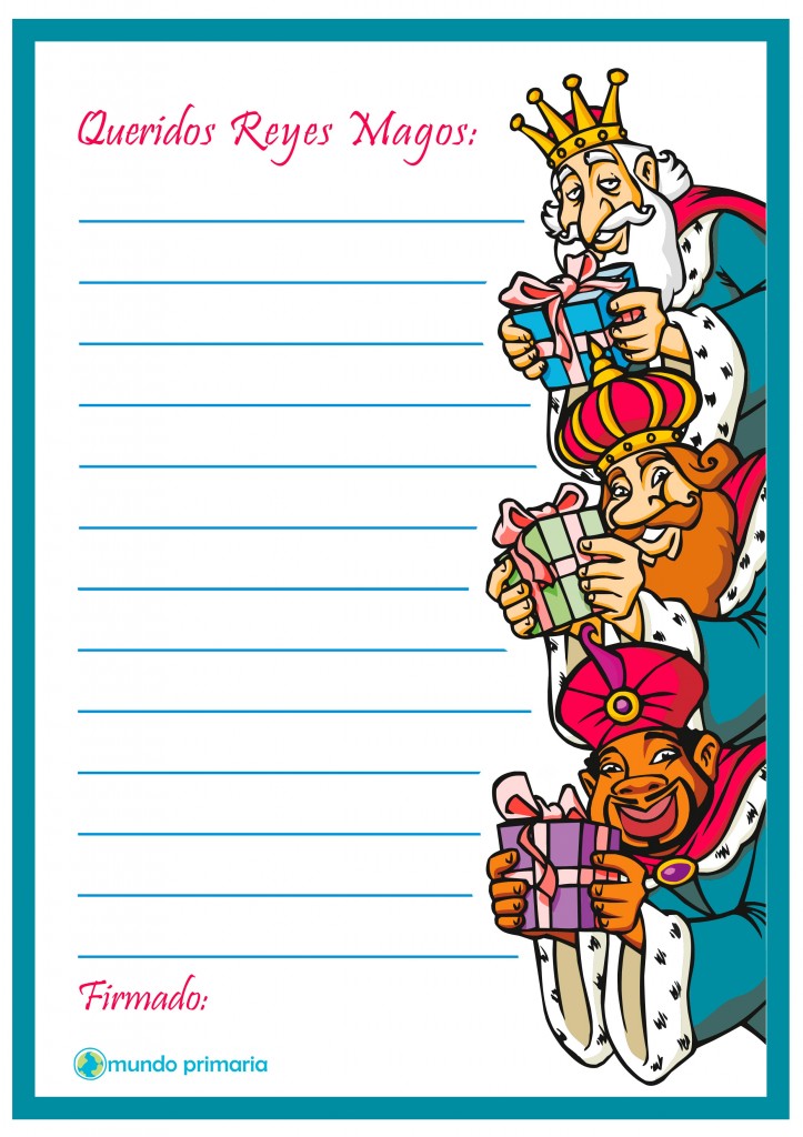 Carta con dibujos de los Reyes Magos