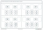 Ficha diseñada para repasar la comparación de fracciones por su numerador para alumnos de cuarto de Primaria