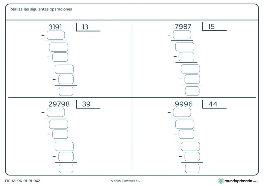 matematicas cuarto de primaria ejercicios ficha de cuatro ejercicios de divisiones para cuarto de matematicas cuarto de primaria ejercicios ficha de cuatro ejercicios de divisiones para cuarto de