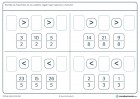 Ficha con cuatro ejercicios sobre fracciones con denominador común, las cuales hay que comparar y ordenar