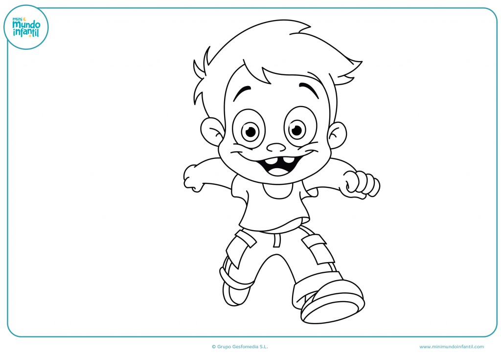 Pinta de colores el dibujo del niño corriendo