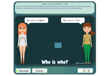 Coloca los objetos en el lugar correcto juego-vestir-munecas-ingles-primaria