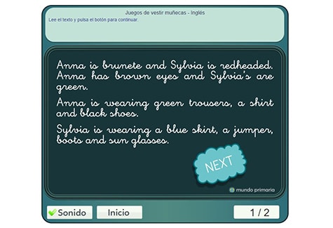 Lee con atencion los textos juego-vestir-munecas