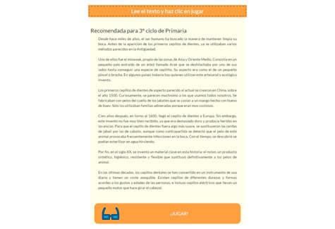 Paso 1: realizar una lectura comprensiva del texto sobre el cepillo de dientes