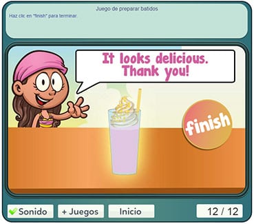 Juego de cocinar batidos didáctico
