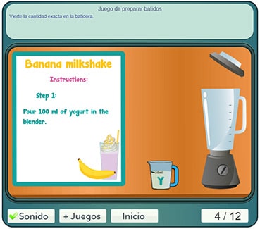 Juego de cocinar batidos para Primaria