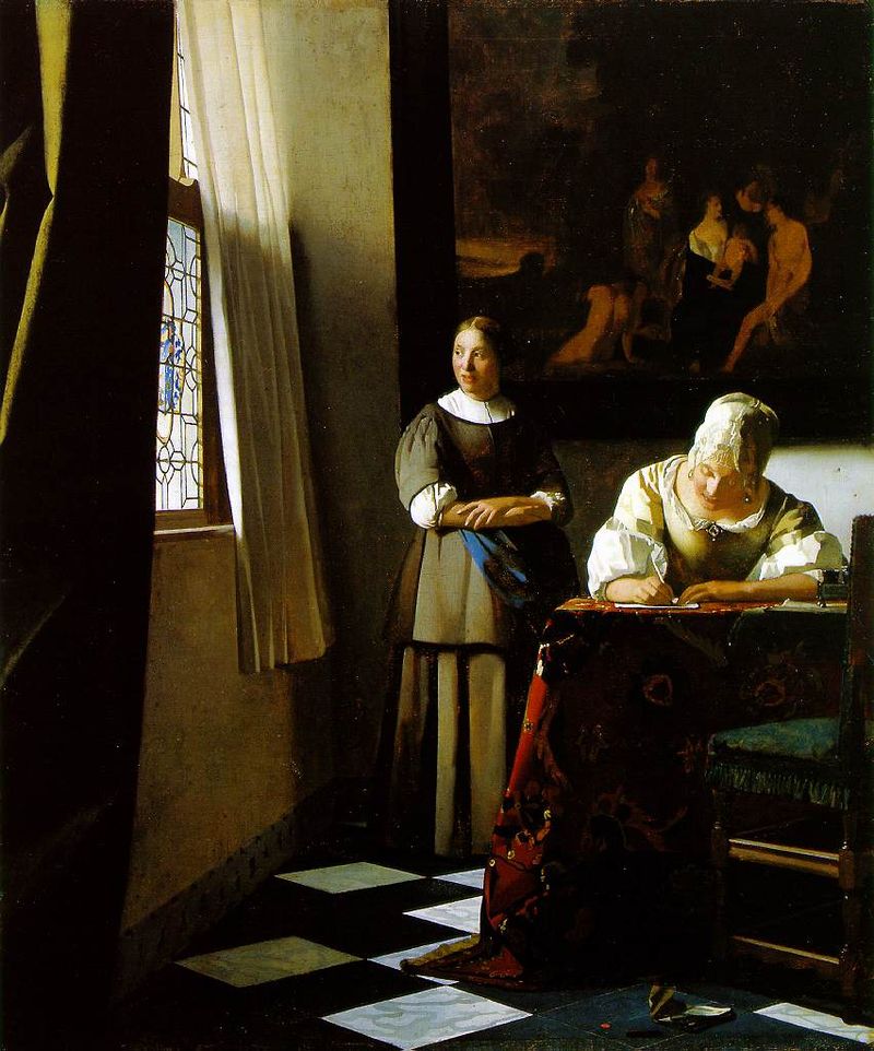 Dama escribiendo una carta con su sirvienta - Vermeer - La joven de la perla