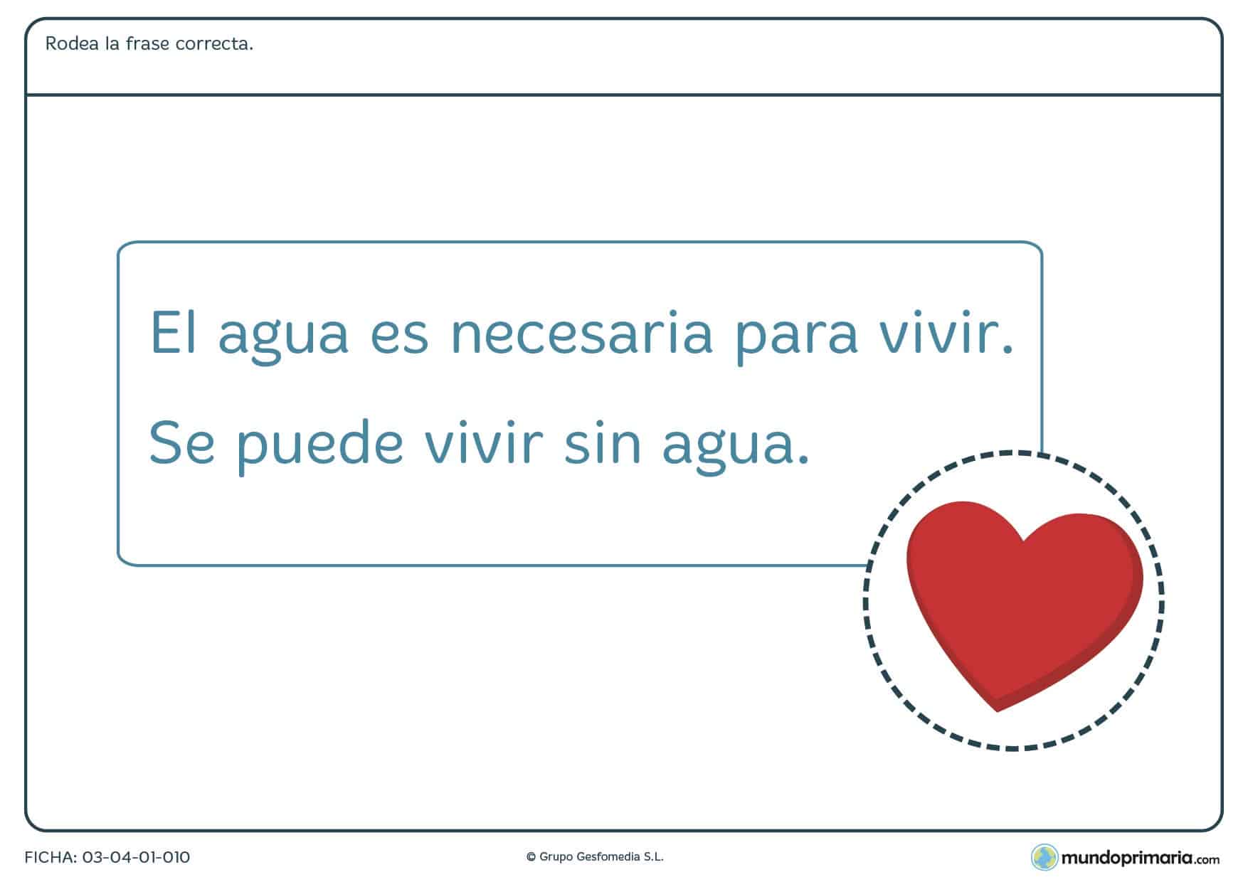 Ficha de agua en la que los niños de 6 a 7 años aprenden sus propiedades