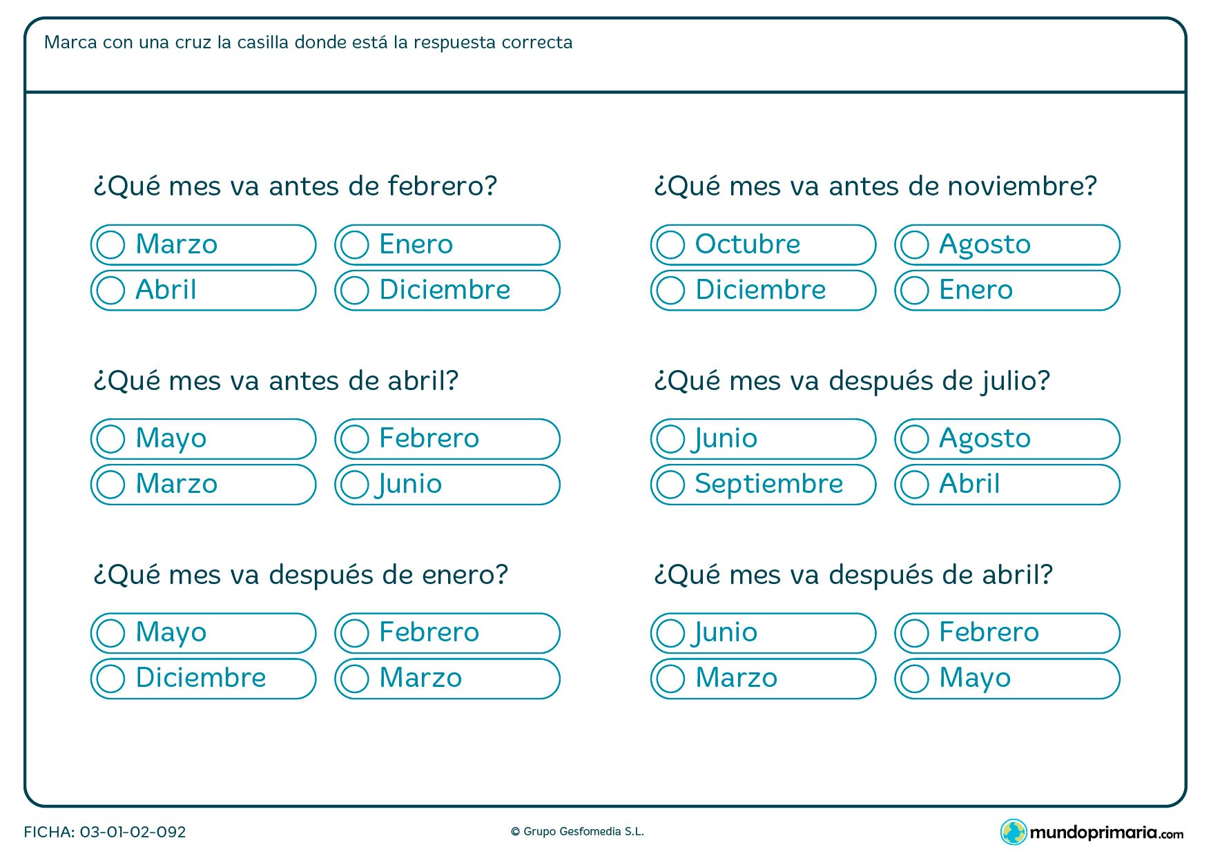 Ficha de meses para descargar gratis. Ficha de semana para repasar
