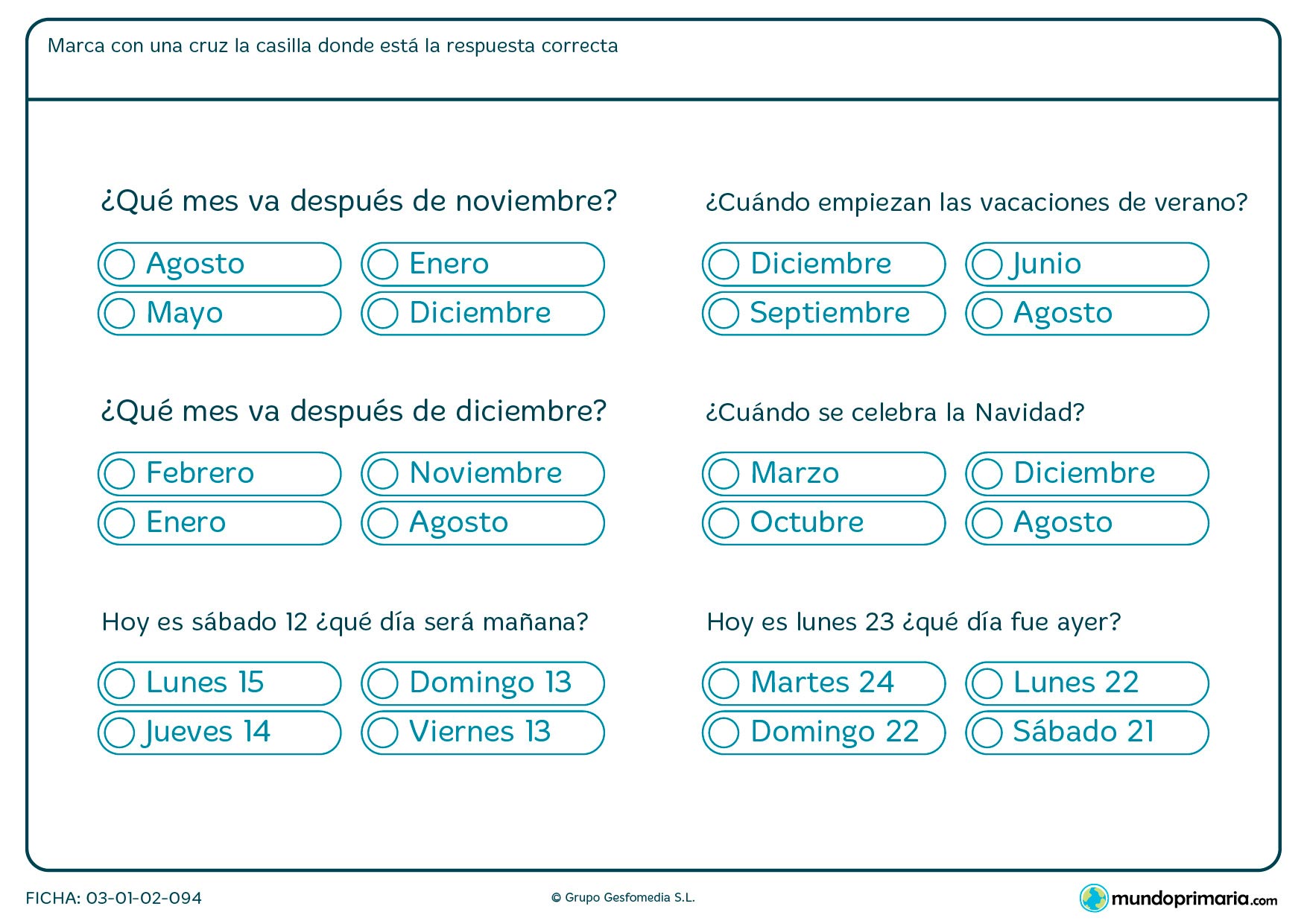 Ficha descargable para repasar, ficha de noviembre con la que repasar los meses del año para niños de 6 y 7 años