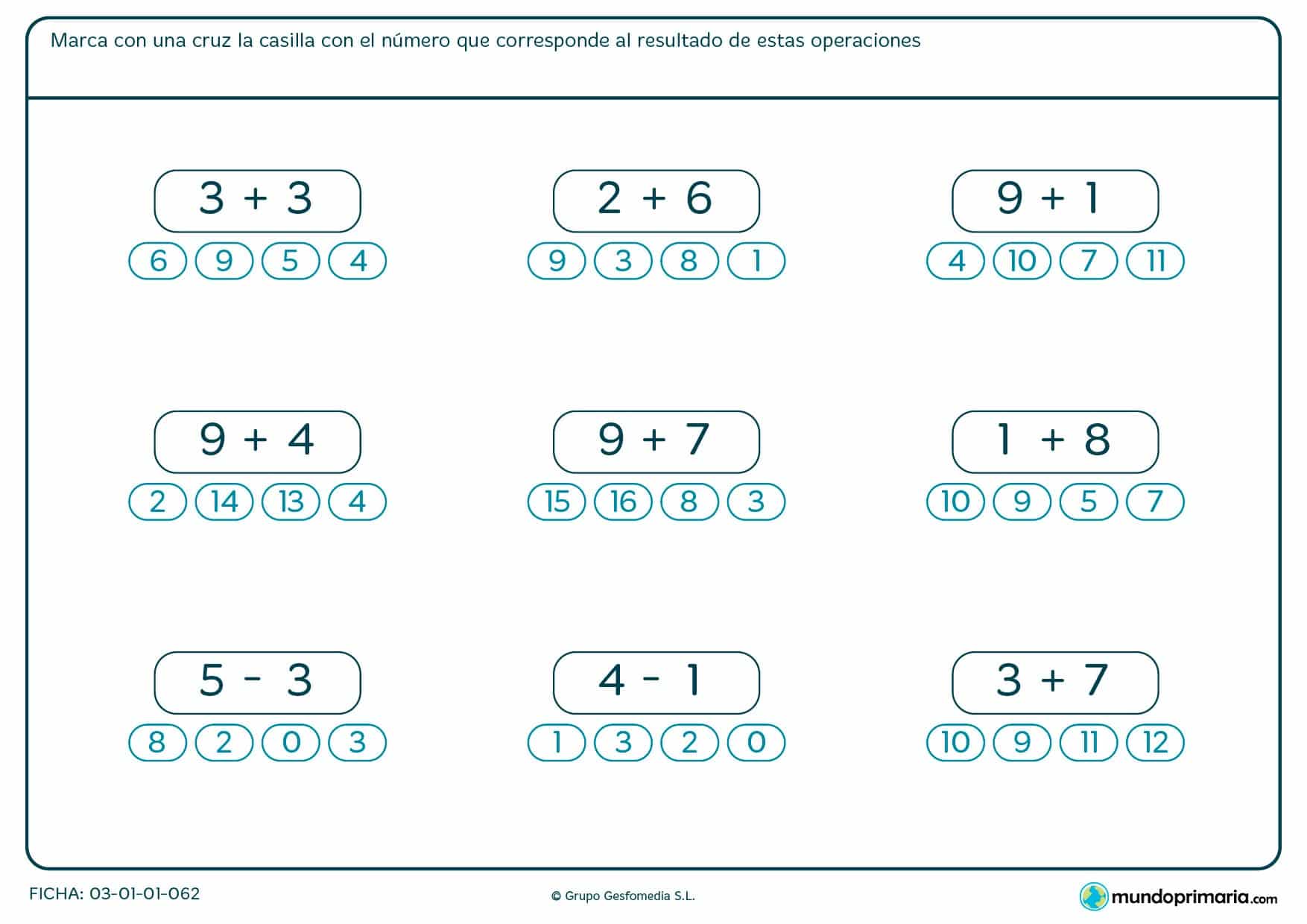 Ficha de un dígito para ayudar en los deberes. Ficha de un dígito para niños de 6 años que aprenden a sumar
