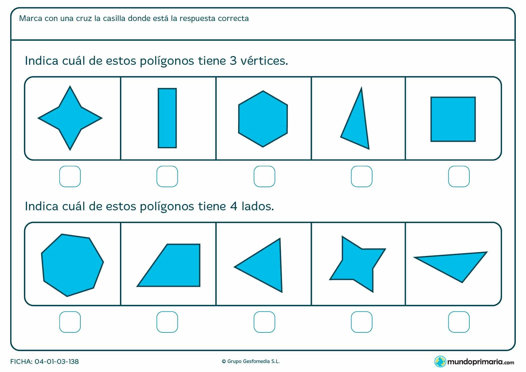 Ficha de vértices. Repasar los vértices con esta ficha de vértices para primaria