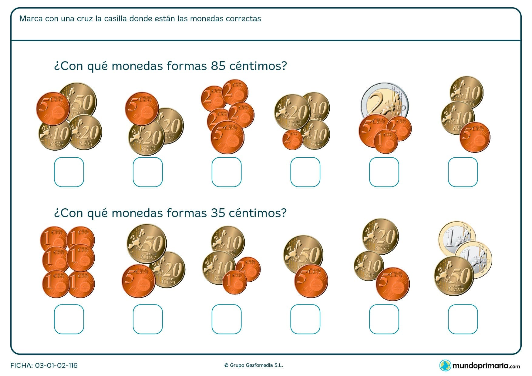 Primaria ejercicios magnitudes primero