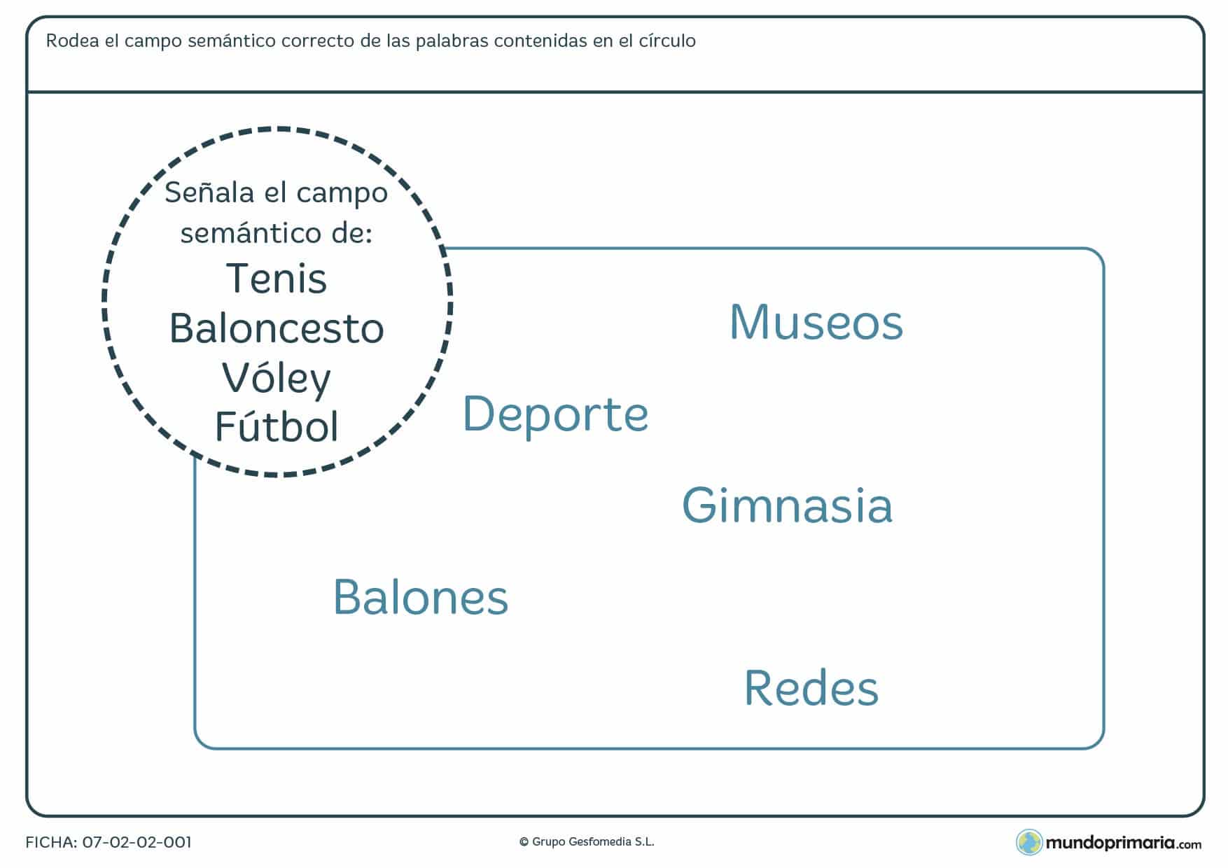 Ficha de campo semántico en la que debes elegir la red léxica que le corresponde a las palabras que te muestra.