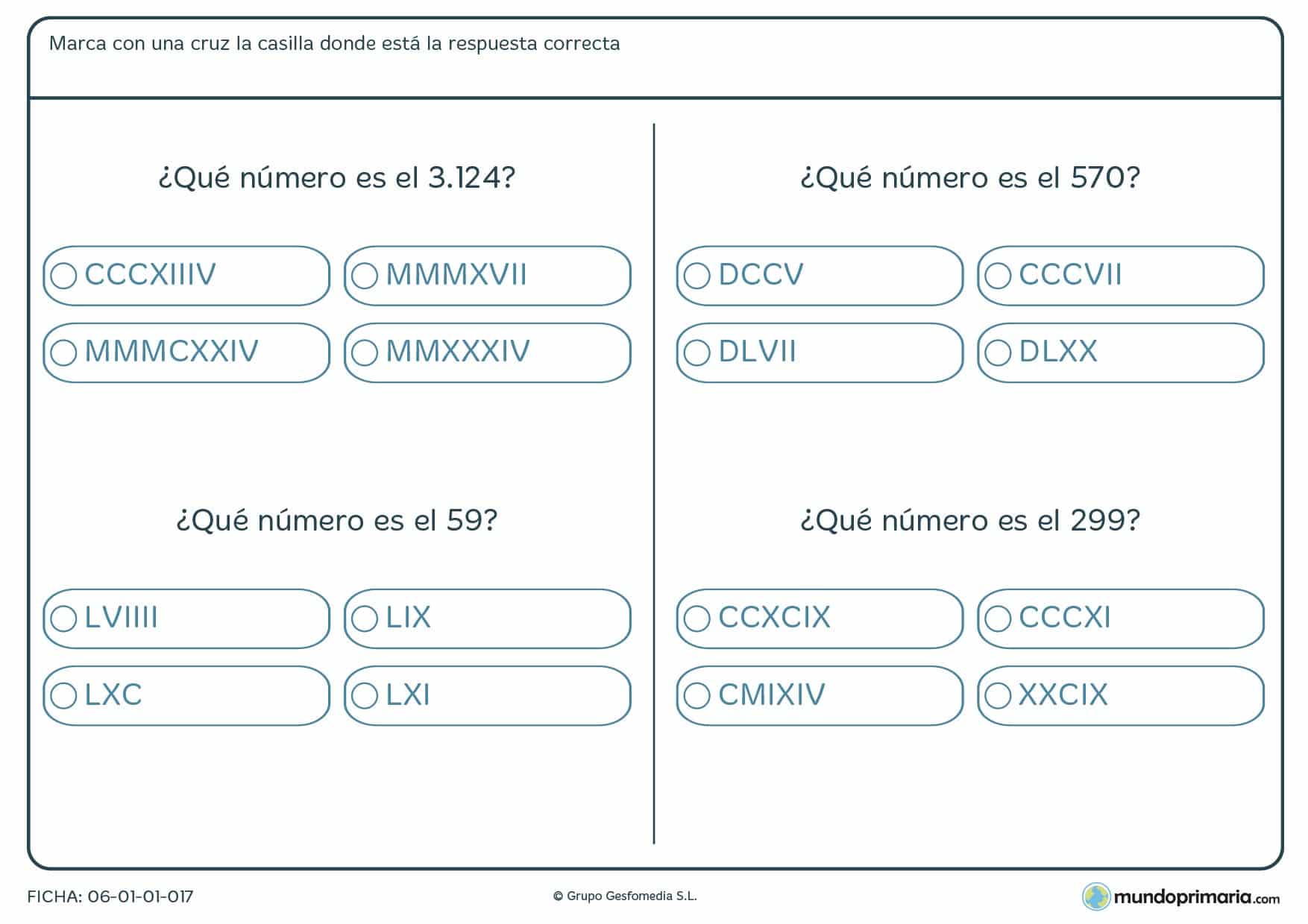 Aprender equivalente a números romanos