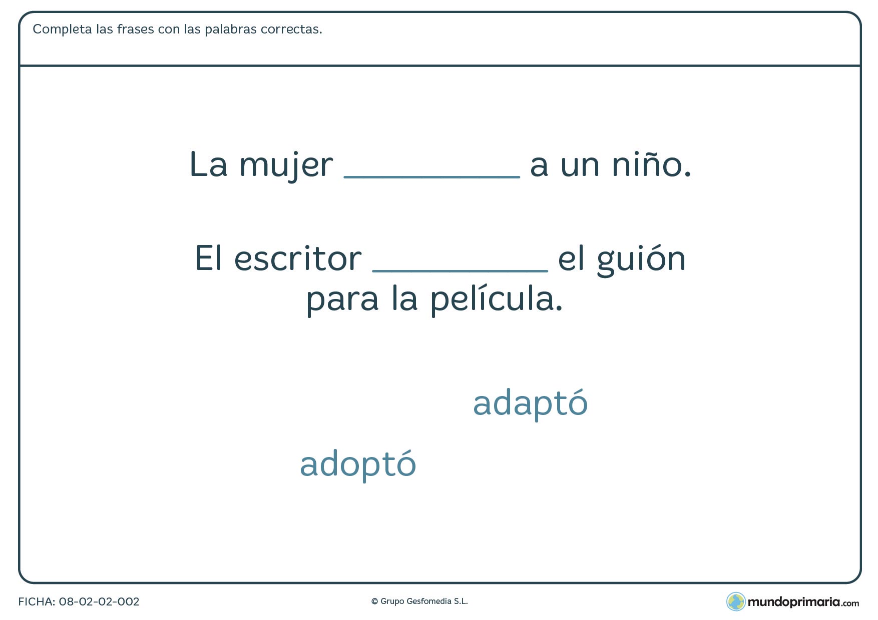 Ficha de completar con palabras parecidas dos frases según su contexto.