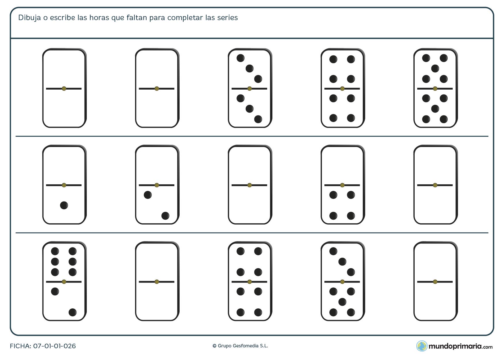 Ficha de completar series de dominó para que queden de modo lógico.