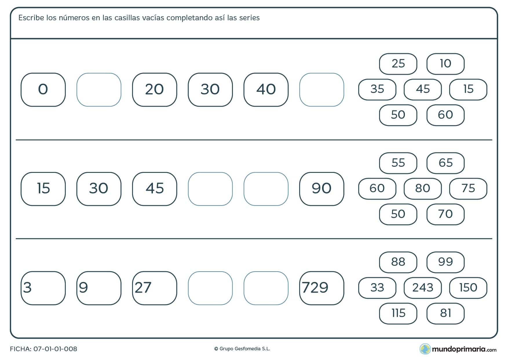 Ejercicios quinto primaria números enteros