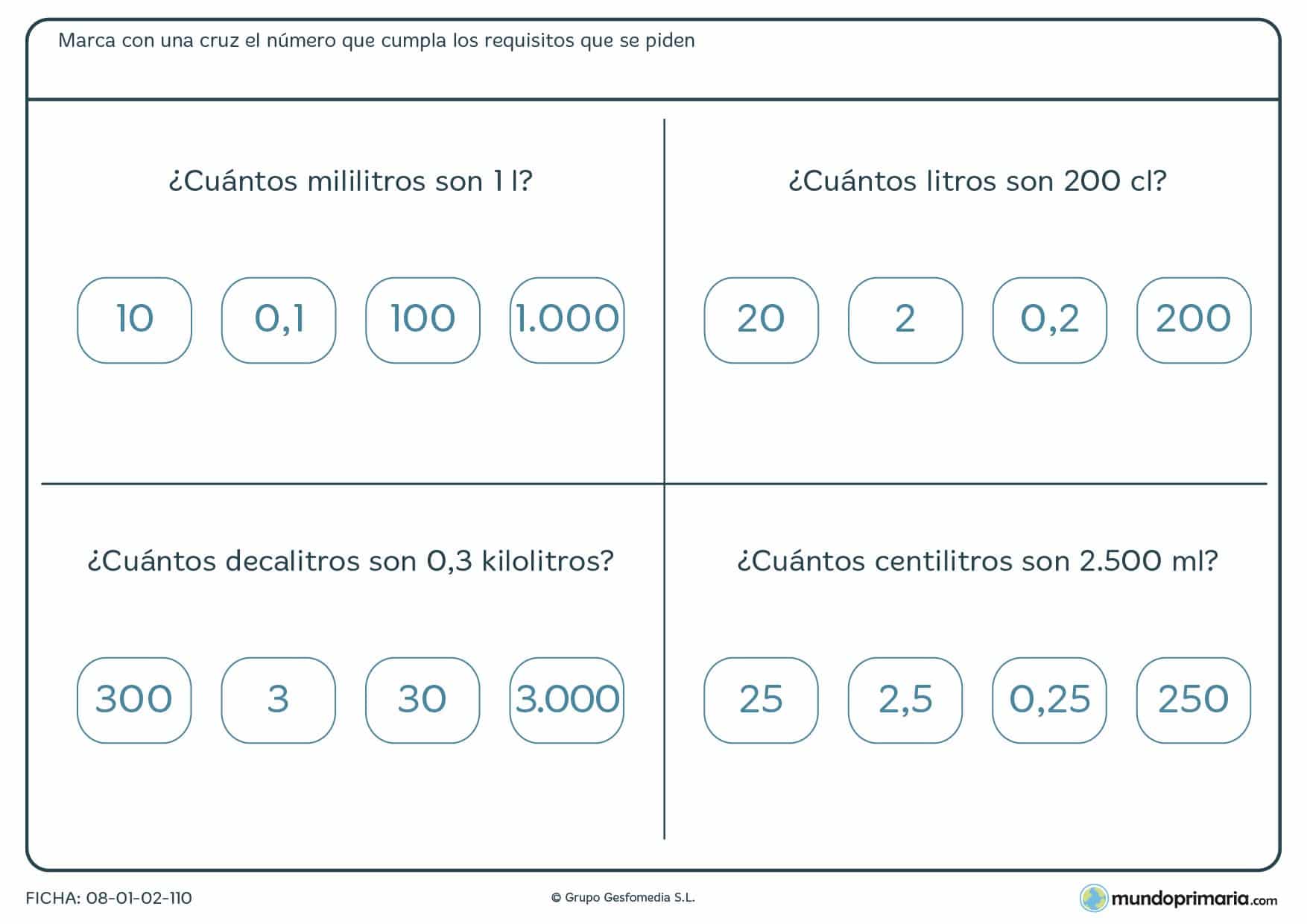 Ficha de cuánta capacidad es la cantidad que te ponemos convertida a otras unidades.
