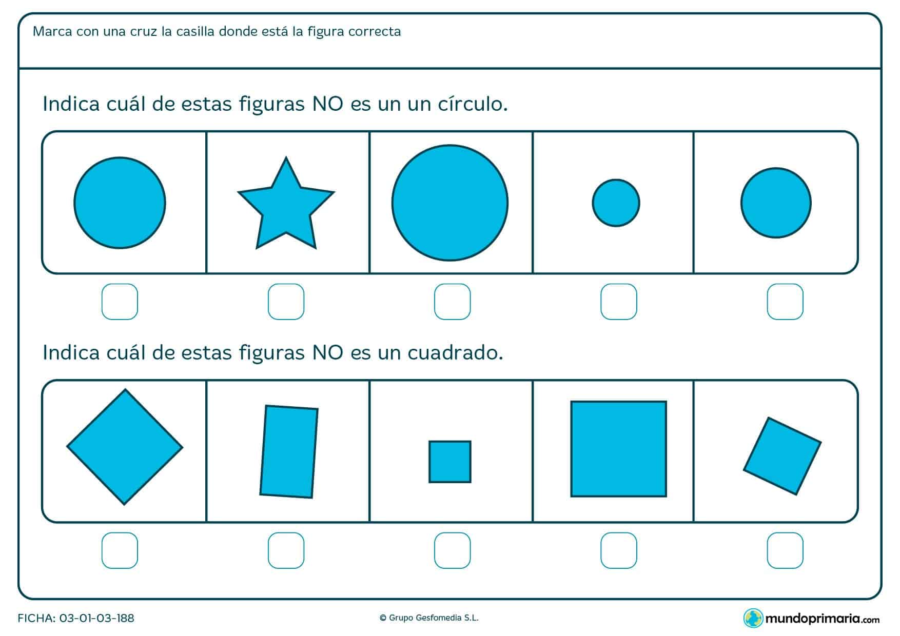 Ficha de círculos para niños de primaria con ejercicios de apoyo escolar