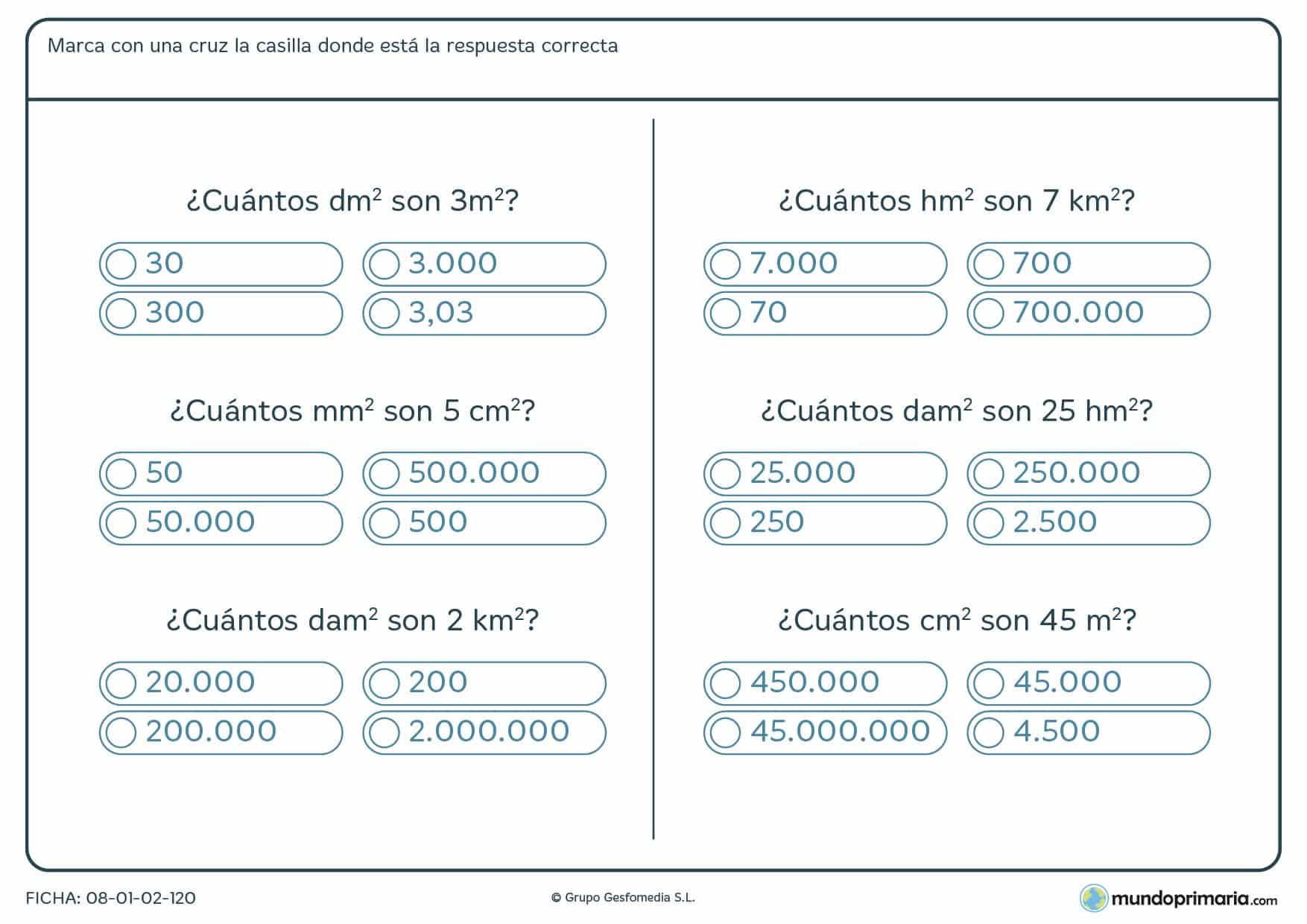 Ficha de equivalencia de medidas con 6 ejercicios prácticos para resolver.