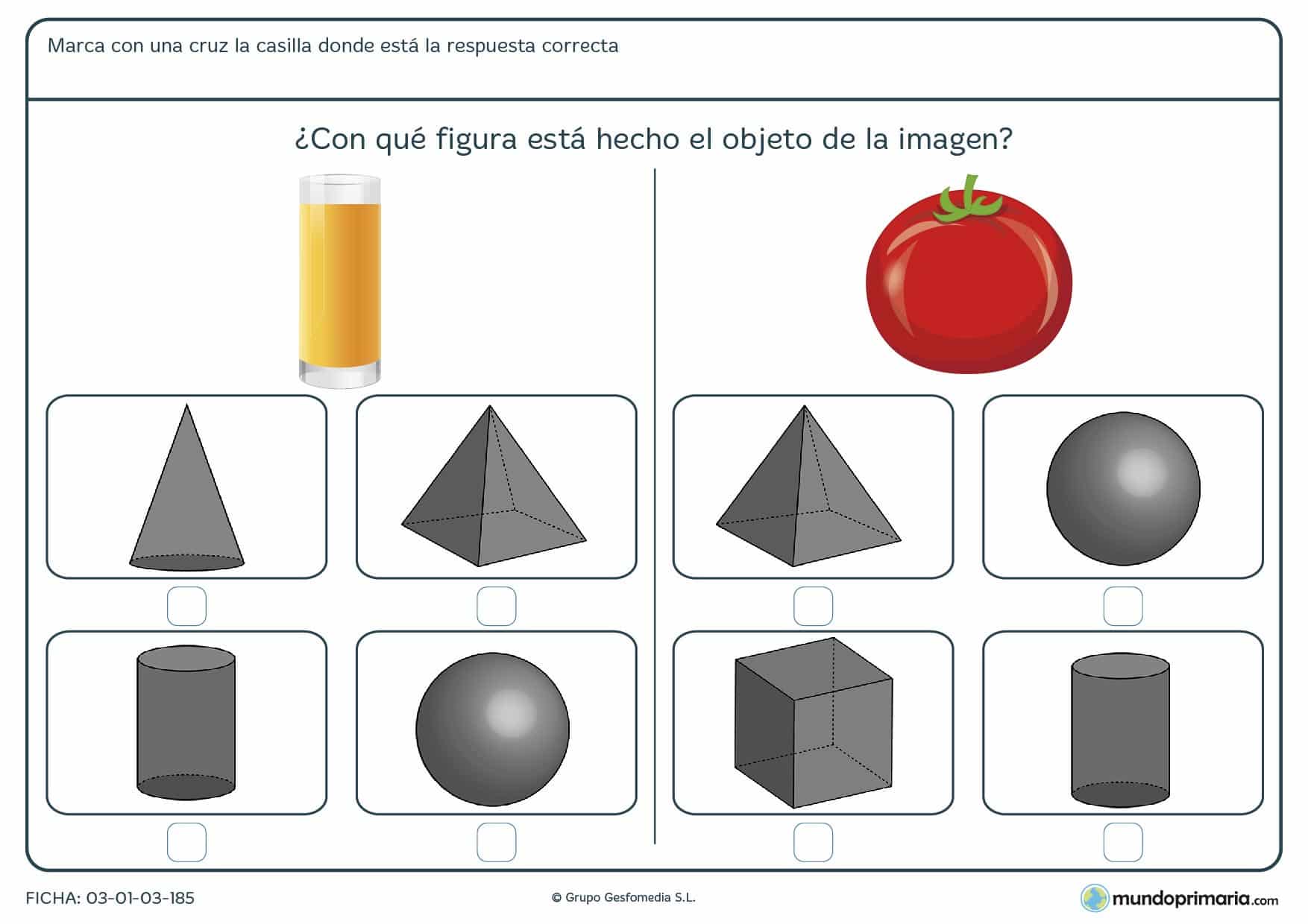 Ficha de esferas para que los niños de primer curso de primaria puedan afianzar conceptos