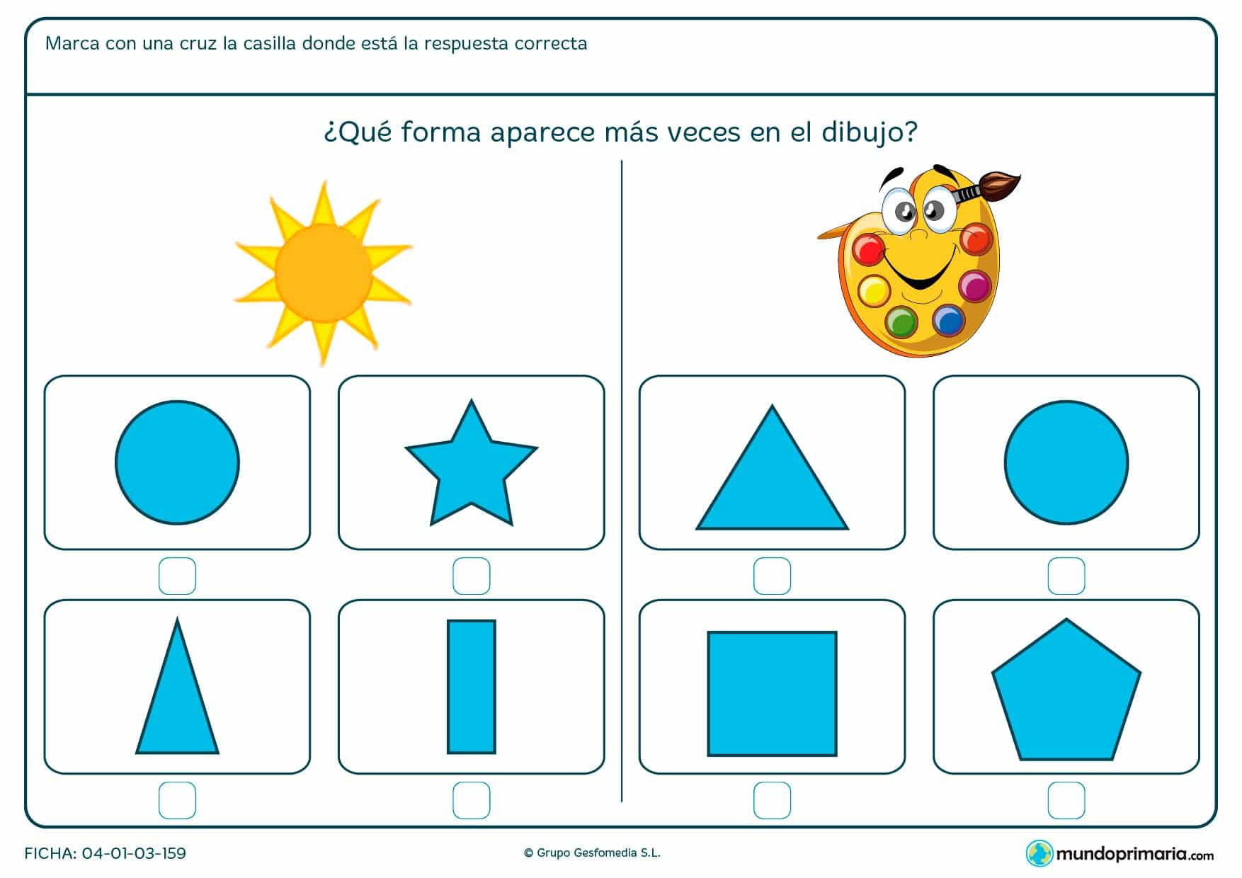 Ficha de forma de estrella y de otros tiposy que tendrás que encontrar en los dibujos que hemos seleccionado.