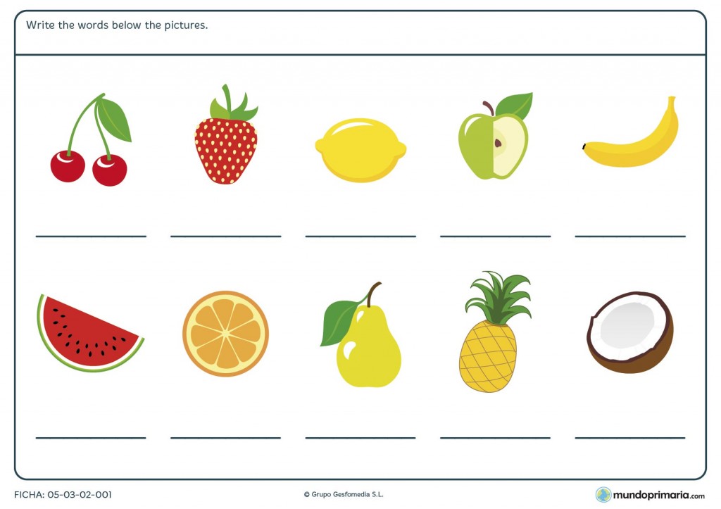 Resultado de imagen para frutas  en ingles para niÃ±os