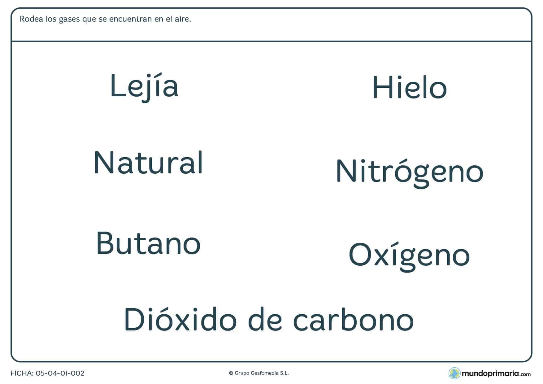 Ejercicios De Ciencias Naturales Mundo Primaria