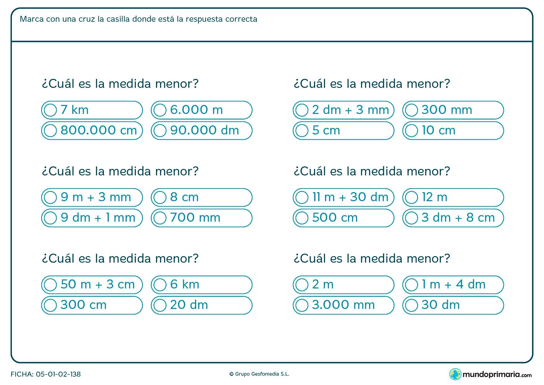 Ficha de la menor medida. Suma y convierte el resultado para poder sacar cuál de ellas es la menor.