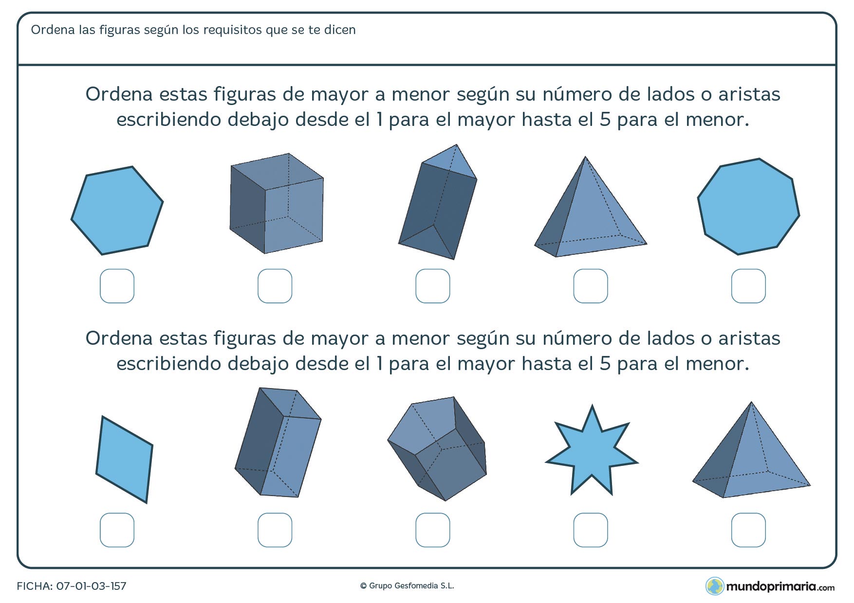 Geometría ejercicios quinto primaria