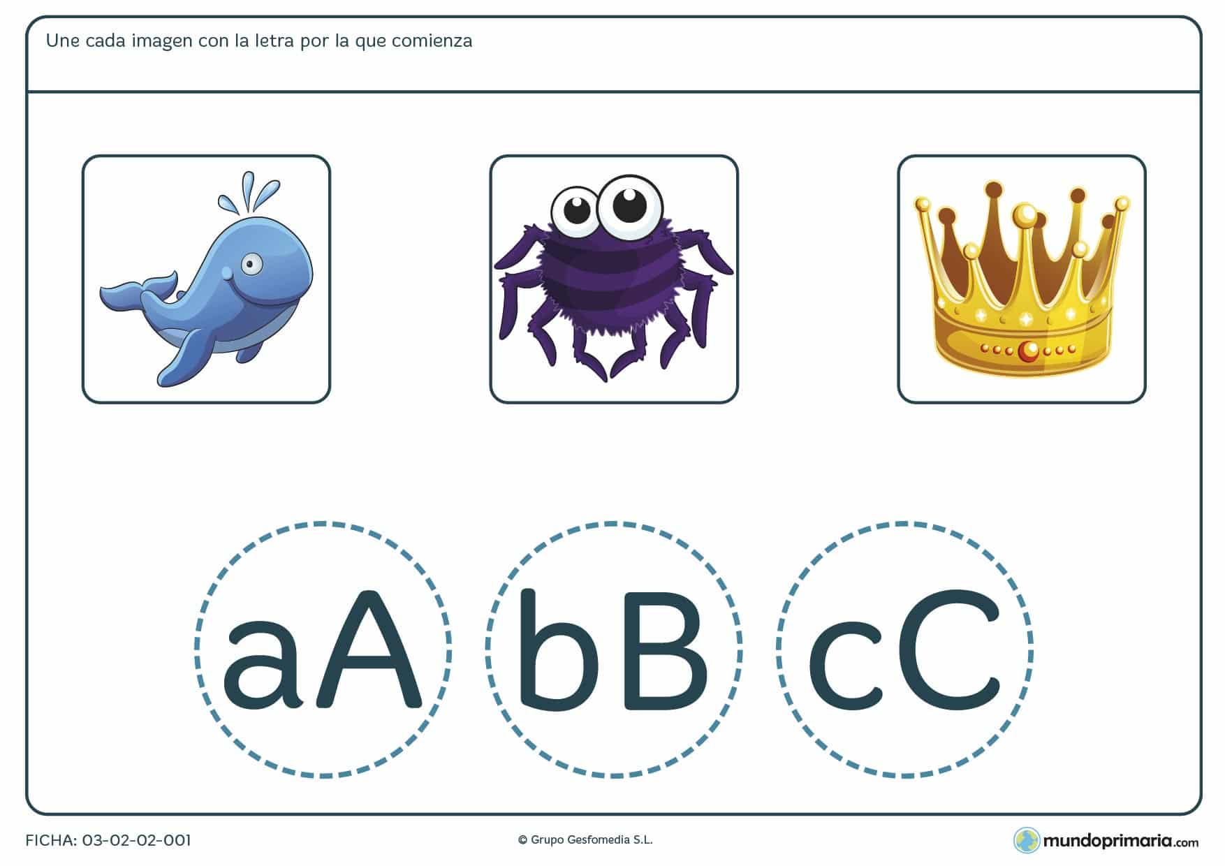 Ficha para niños de primaria en la que aprender las letras capitales de cada palabra con ejercicios didácticos