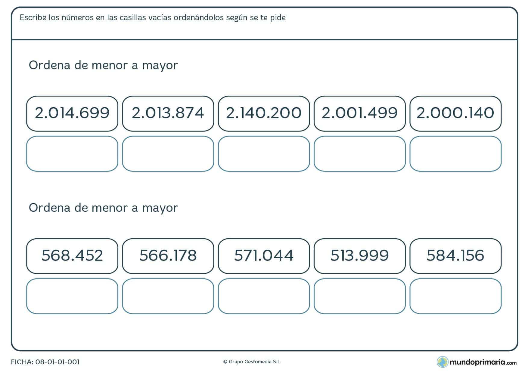 Ejercicios números enteros sexto primaria