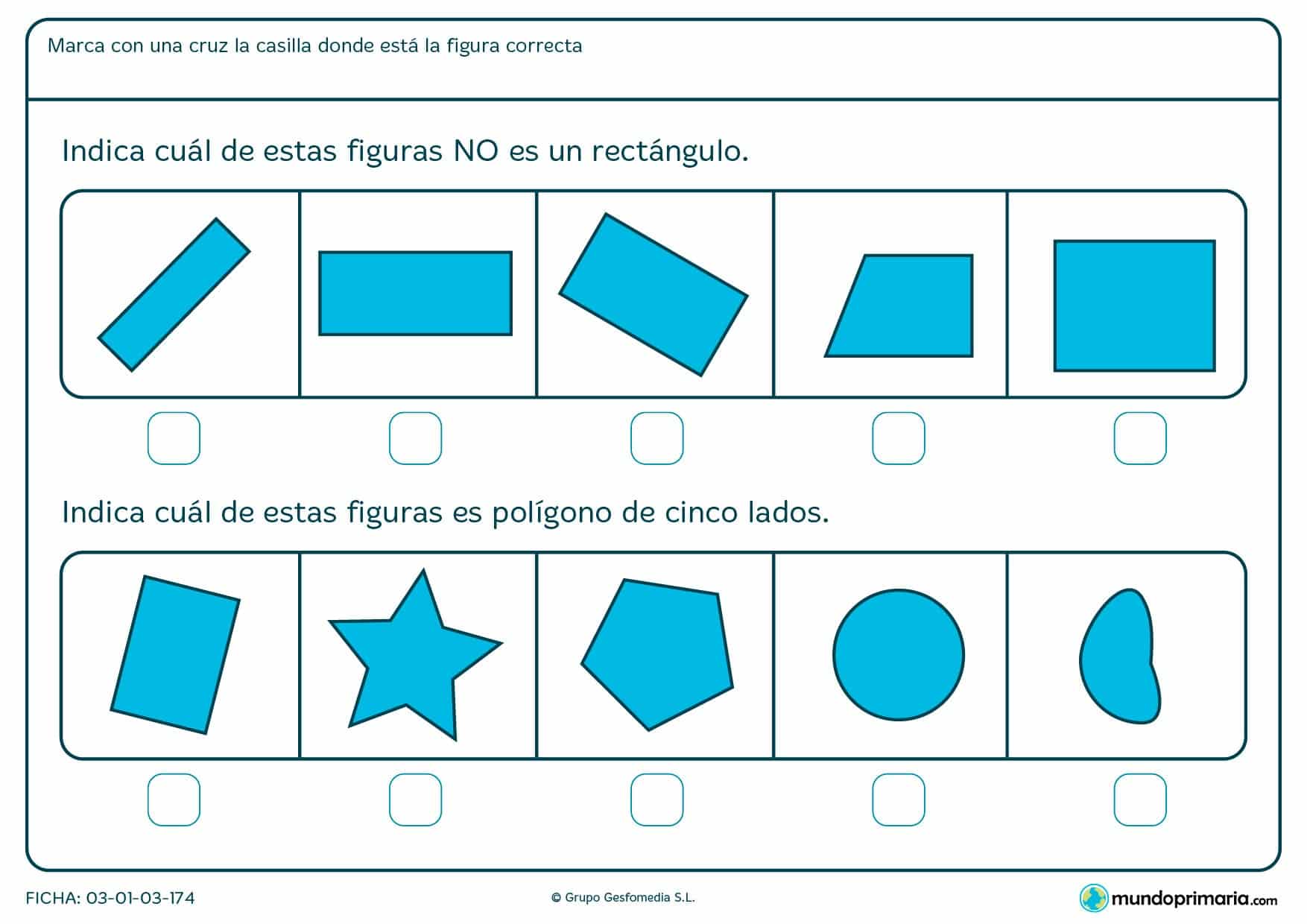Ficha de rectángulos para repasar conocimientos en primaria