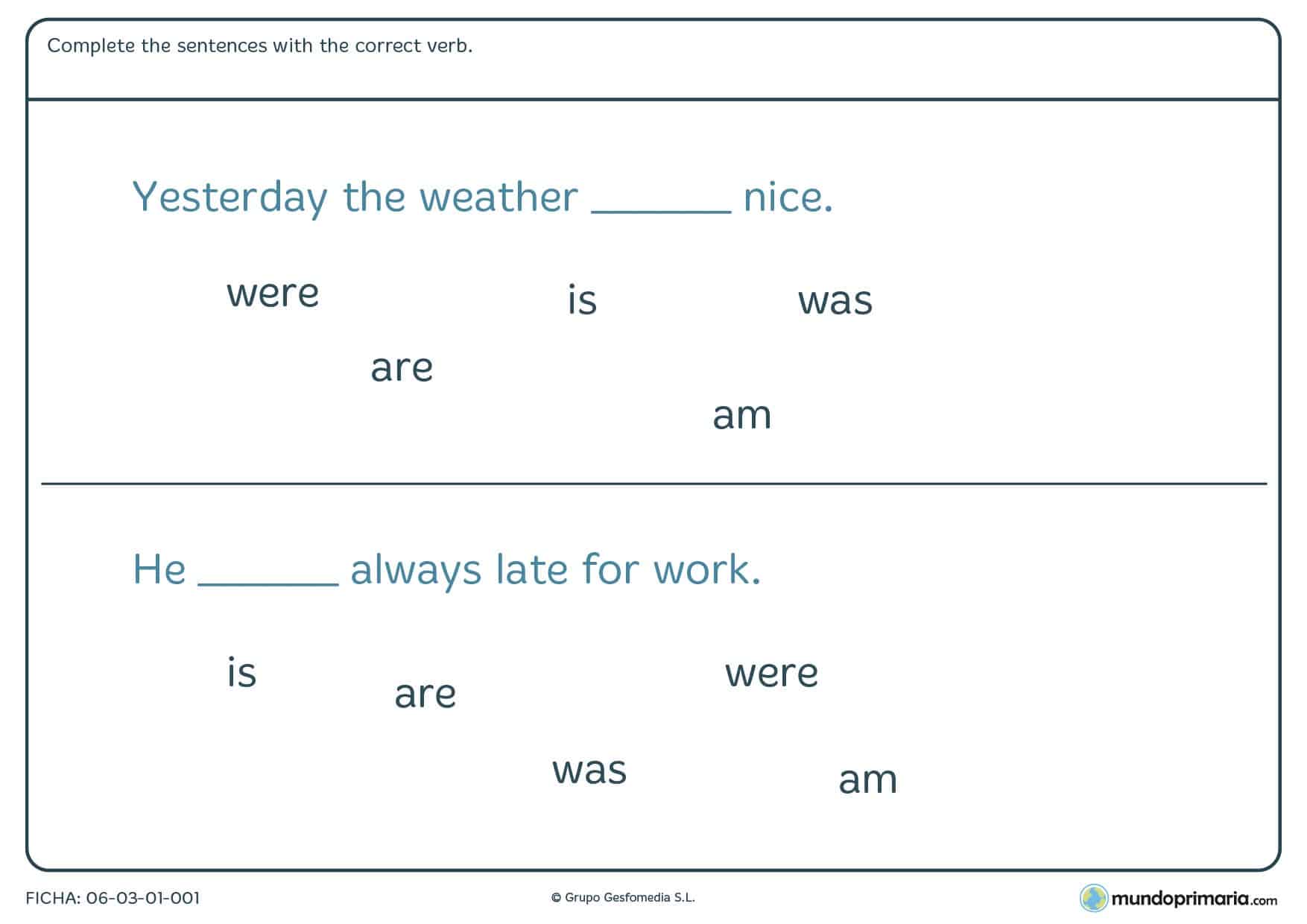 Ejercicios De Inglés Para Niños De Primaria Para Imprimir