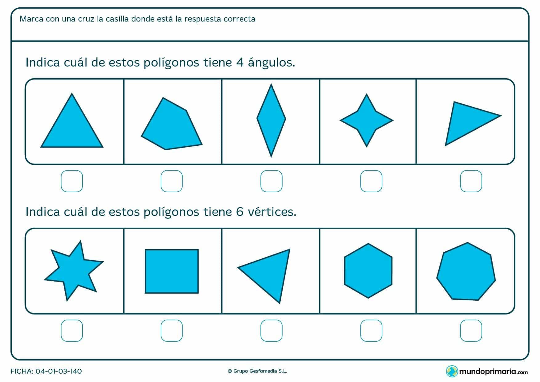 Ficha de ángulos y vértices para que los ordenes según sea el número de ángulos o vértices que tengan.