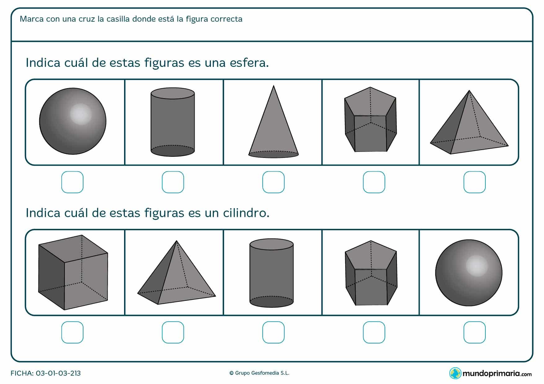 Ficha de columnas para niños de primero de primaria en el que se aprende a diferenciar distintas figuras.