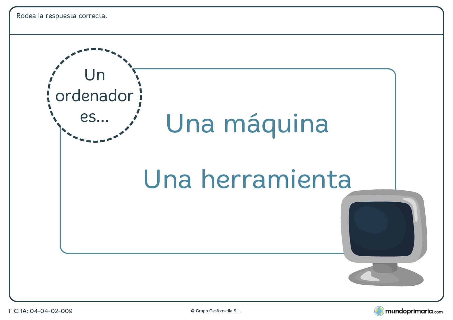 Ficha de diferenciar máquinas y herramientas en el que hay que indicar la respuesta correcta de las dos opciones.