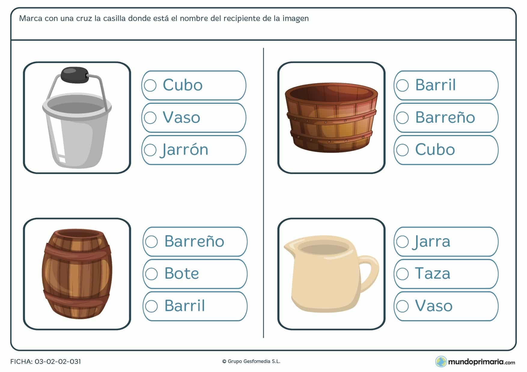 Primaria ejercicios vocabulario lengua primero