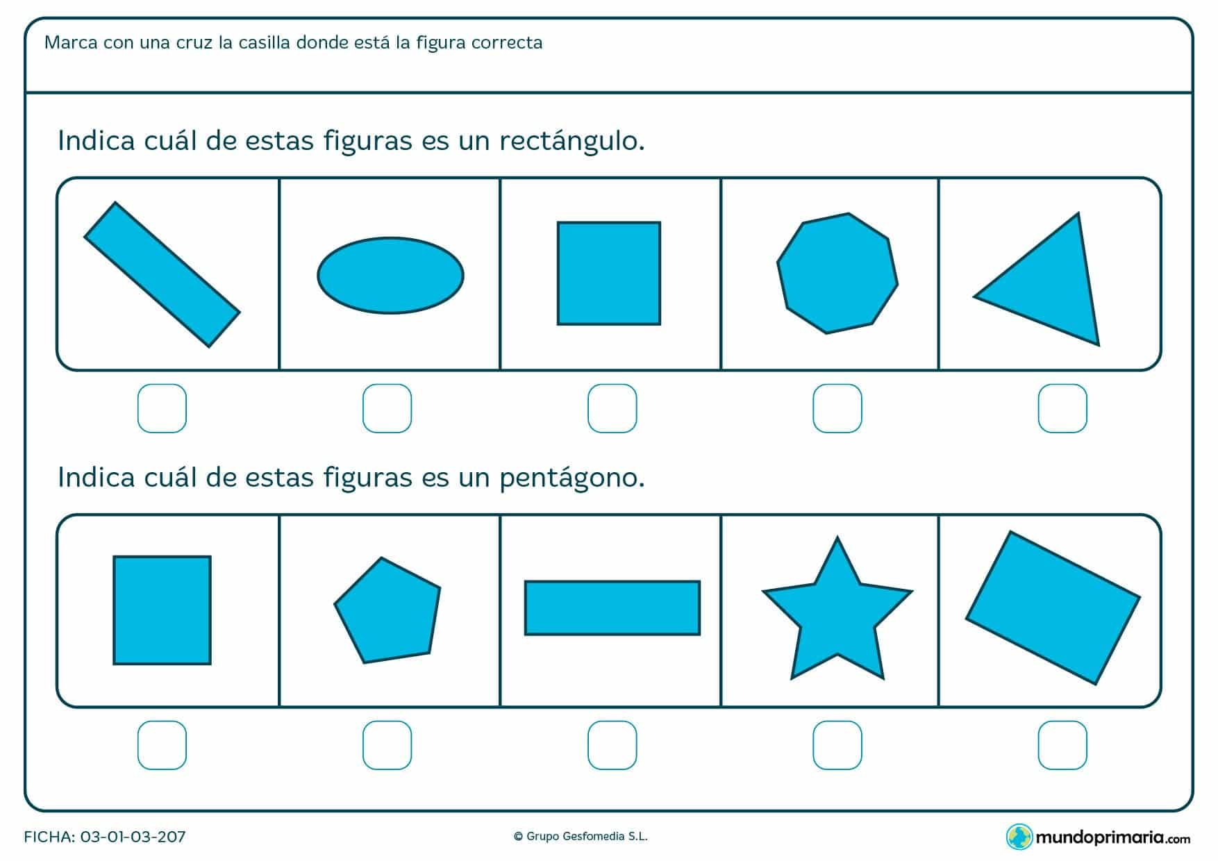 Ficha de paralelogramos en el que los niños de primero de primaria aprenden a diferenciar diferentes formas geométricas.