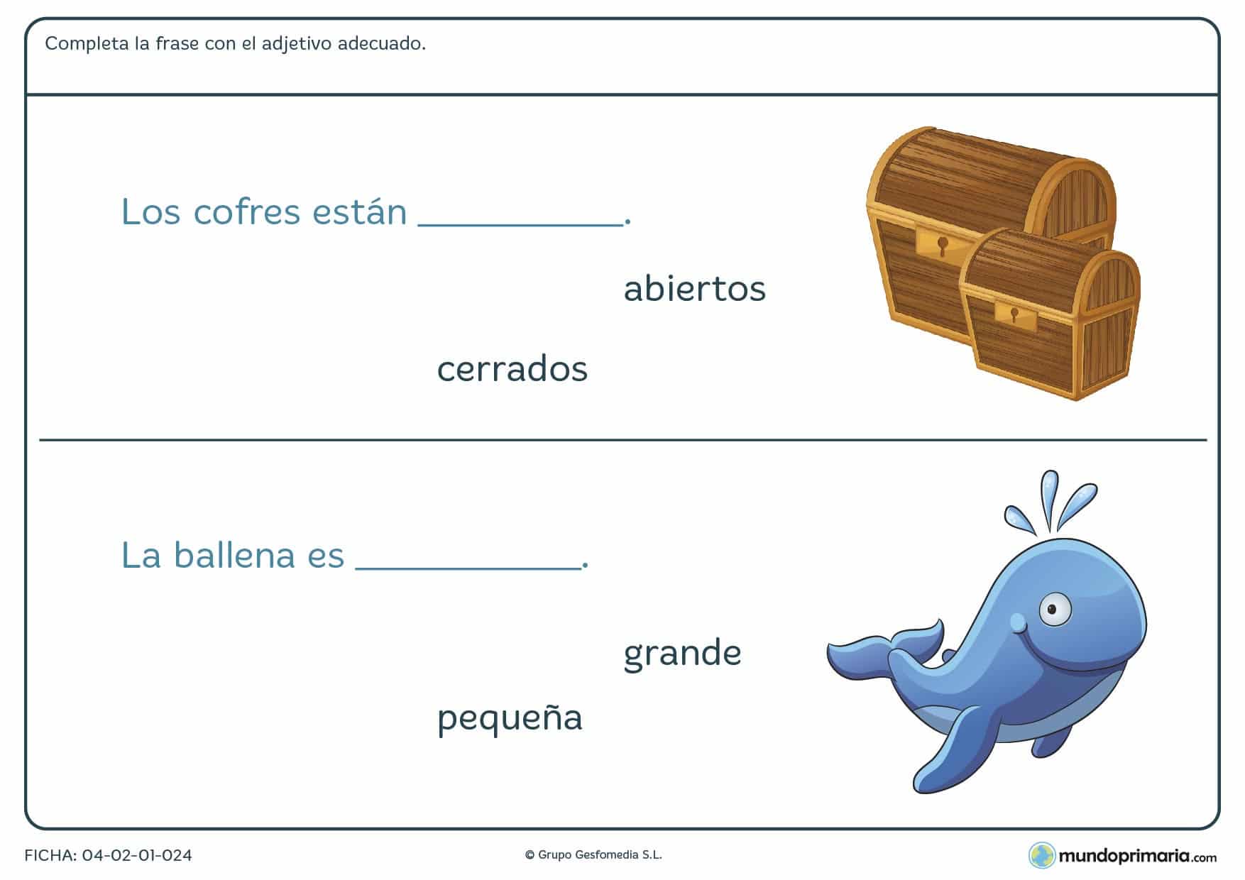 Ficha de recomponer la frase con adjetivos para niños repasar lenguaje de segundo de primaria