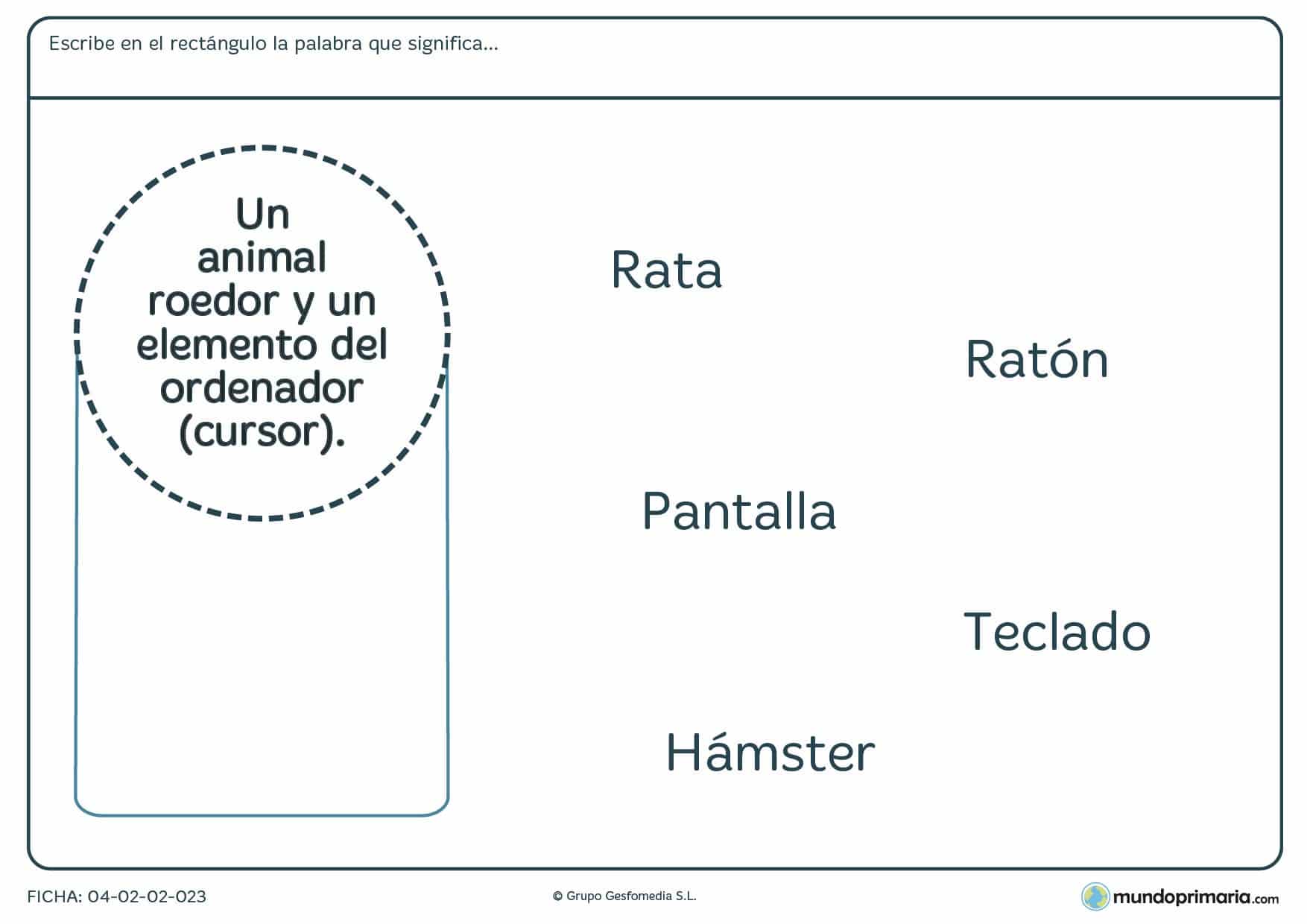 Ficha de niños de segundo de primaria de repasar el significado de las palabras en la que tendrás que relacionar alguna de las palabras dadas con la descripción que aparece en el círculo.