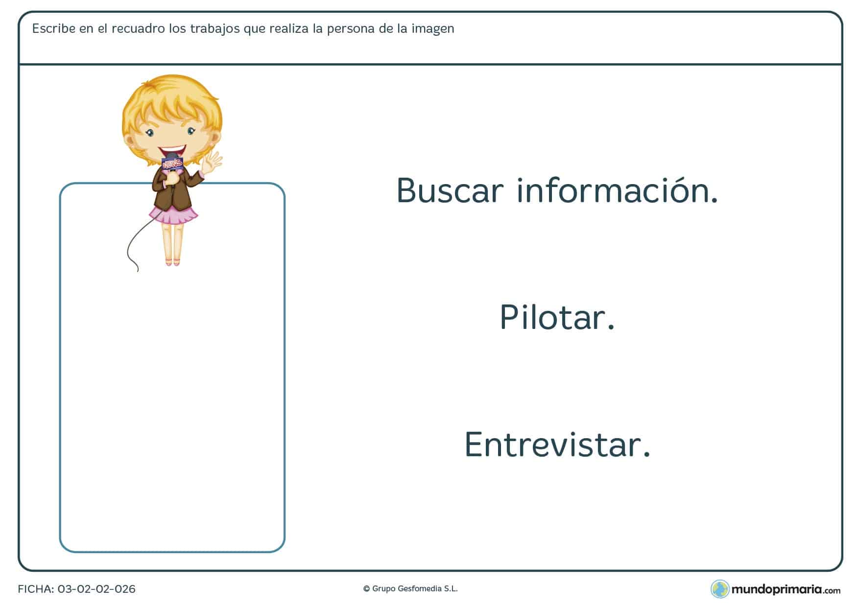 Ficha de trabajos y funciones para aprender las profesiones y sus tareas para ampliar vocabulario en 1º de Primaria.