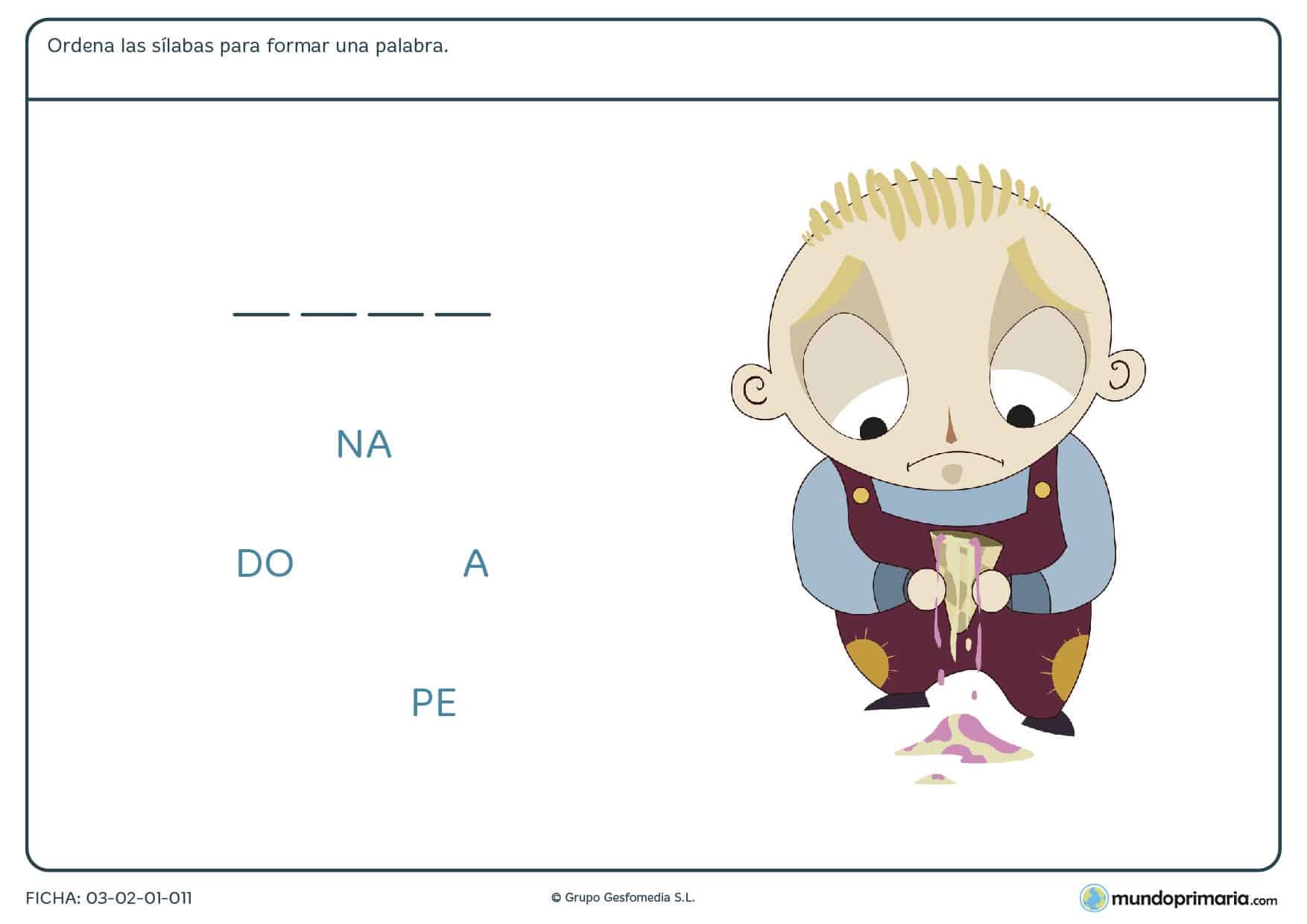 Pon orden en esta ficha de ordenar sílabas para niños de primaria