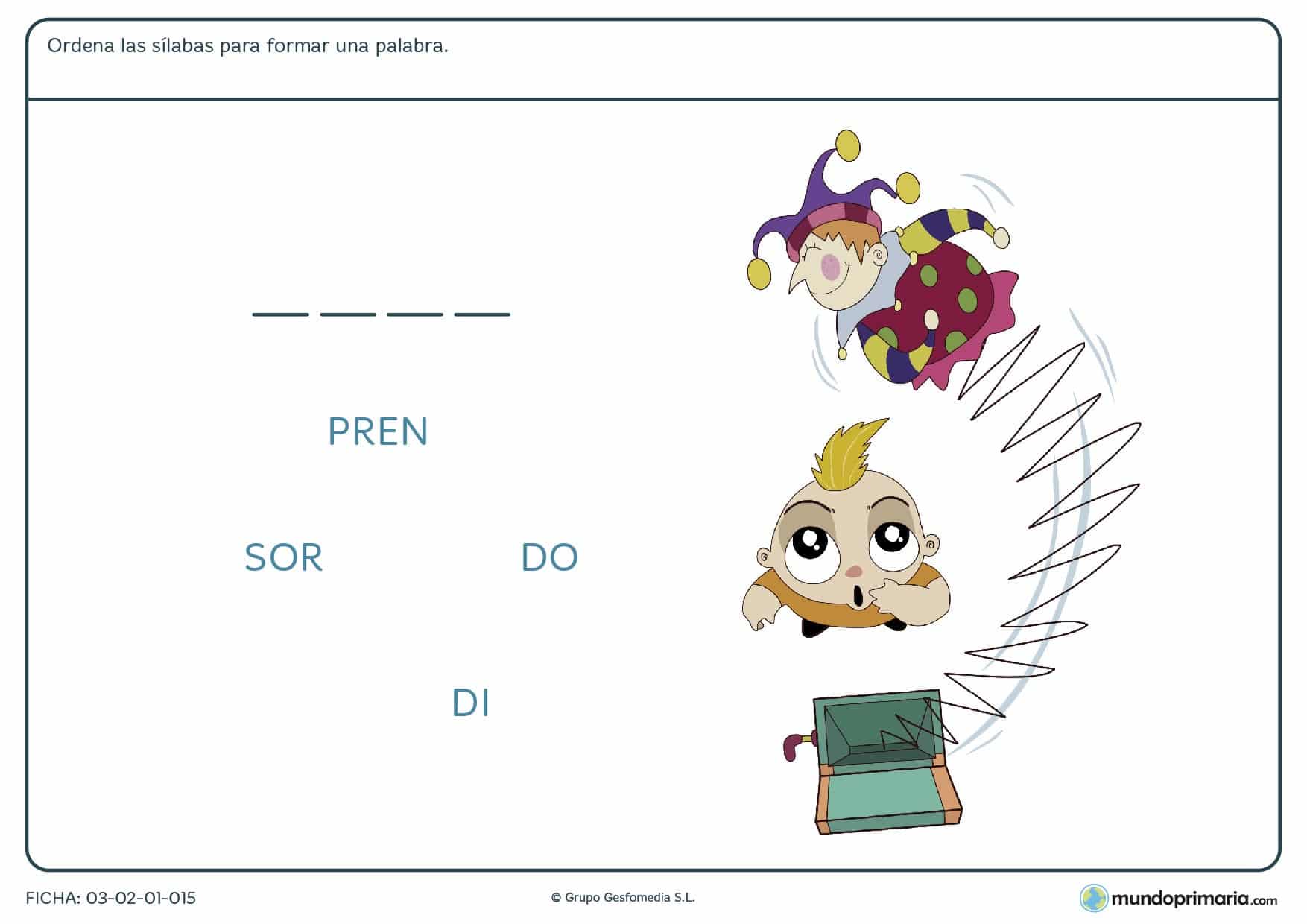 Encuentra la palabra correcta con esta ficha de completar con sílabas para repasar lenguaje de primero de primaria