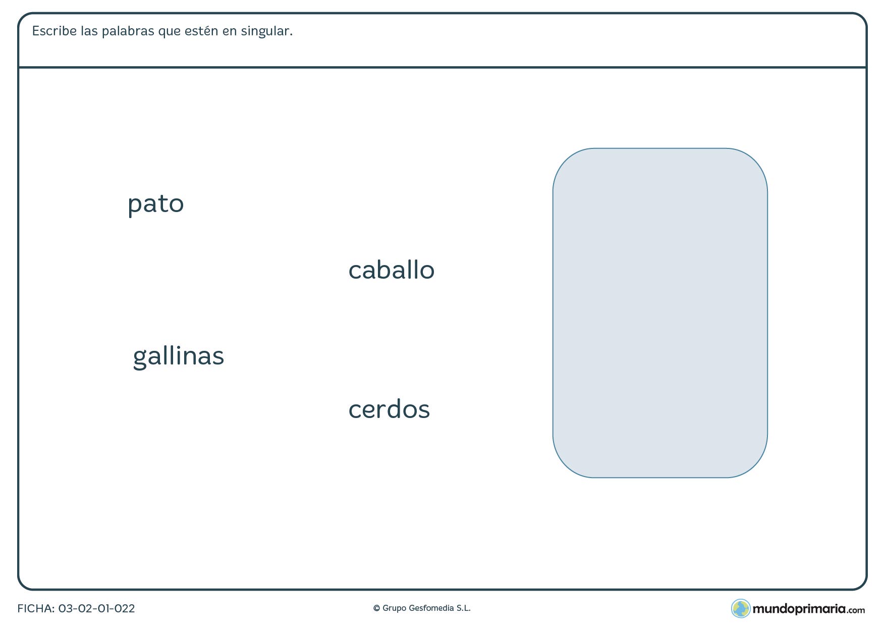 Aprende los singulares con esta ficha del concepto plural para niños de 6 a 7 años