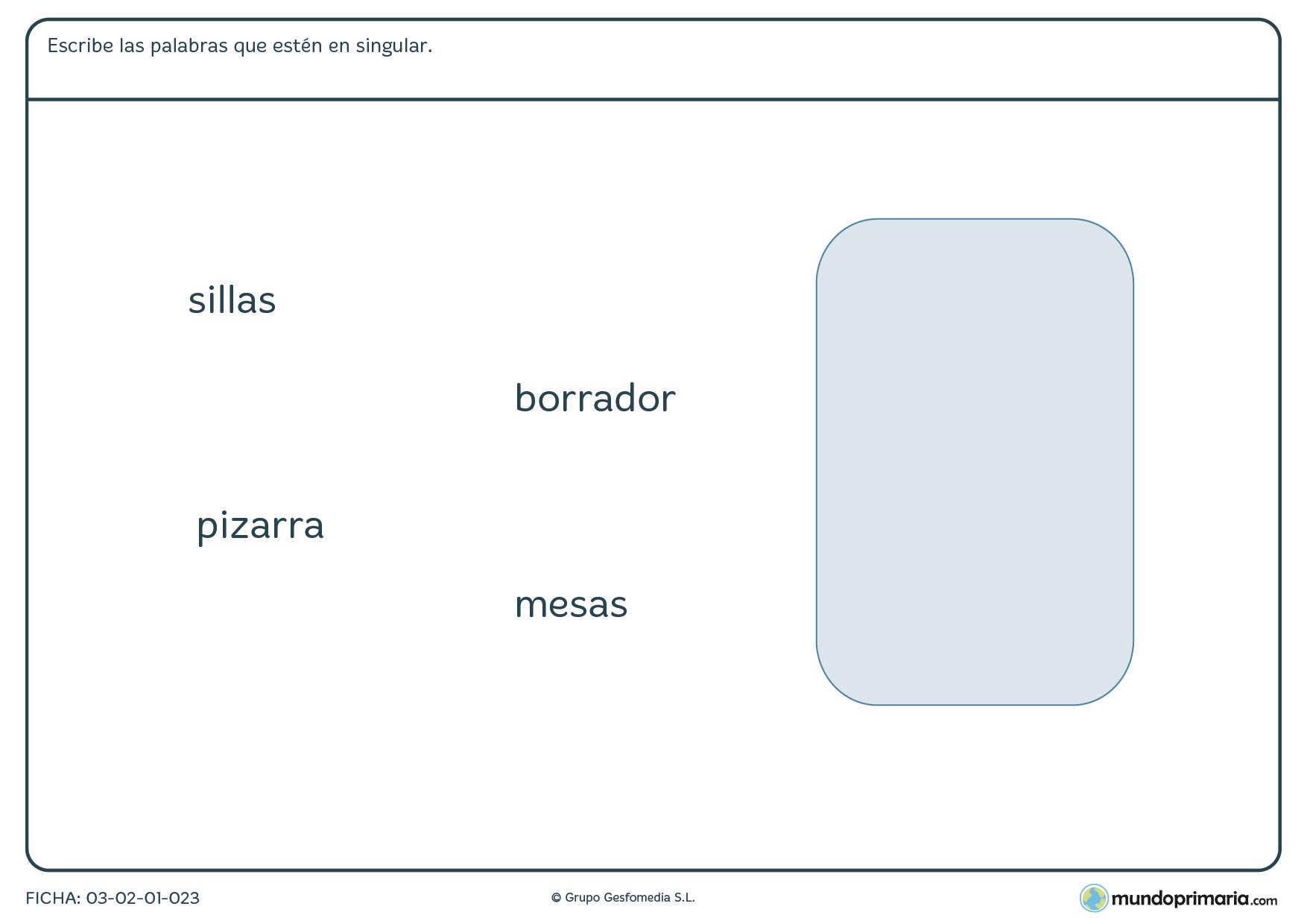 Repasa los singulares y plurales con esta ficha para aprender singular y plural para niños de primaria