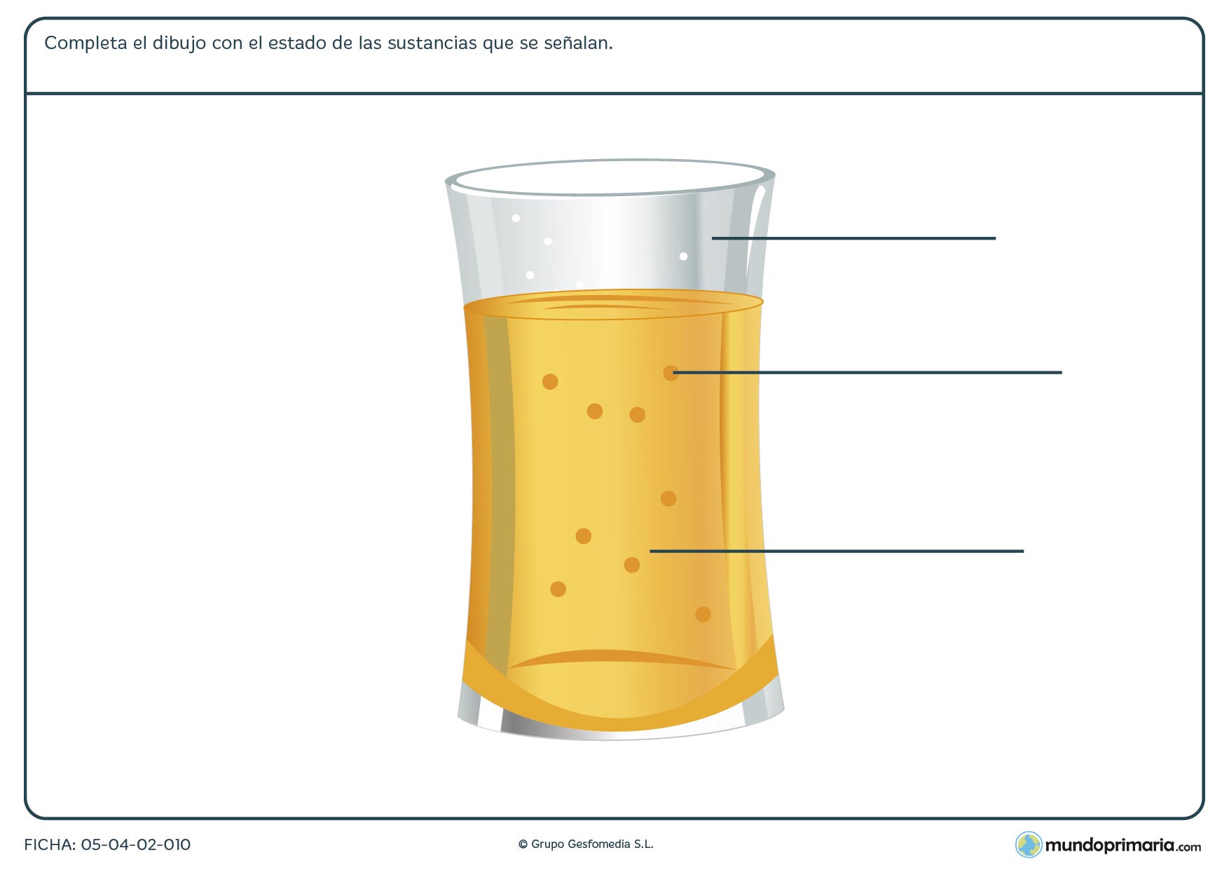 Ficha de indicar los estados en el dibujo en el que hay que completar los espacios que señalan distintos elementos del dibujo.