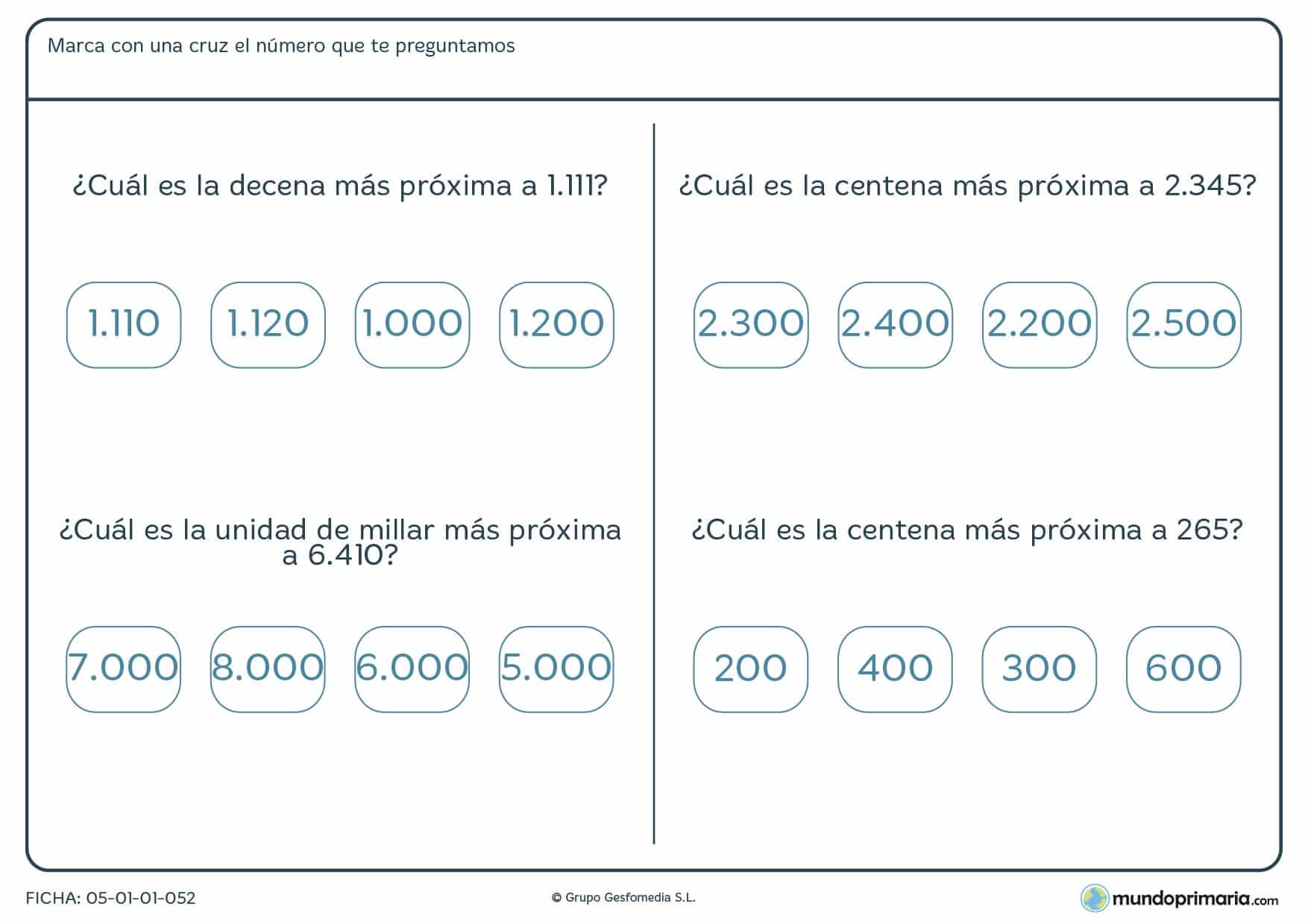Señala los números que te preguntan en cada caso.