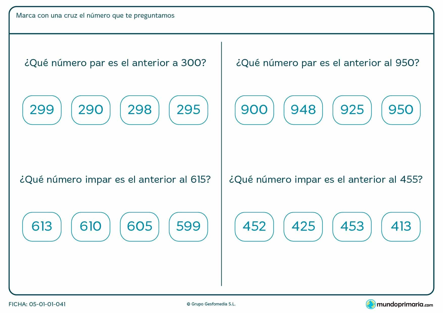 Números enteros ejercicios tercero primaria
